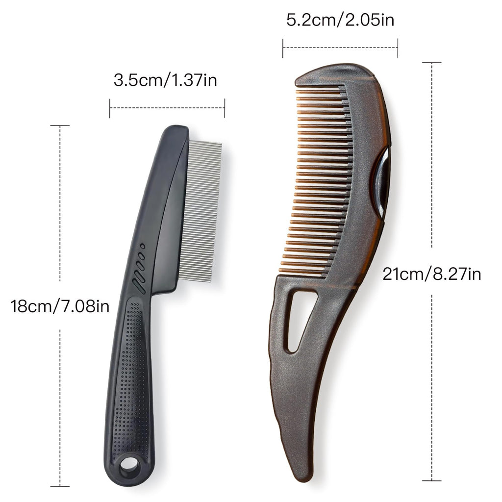 Dandruff Comb, Stainless Steel Fine Tooth Lice/Flea Comb, Psoriasis Comb, Scalp Oil Buildup Removal Wide Hollow Tooth Button Hairbrush for Scalp Massage Care for Man Women and Kids