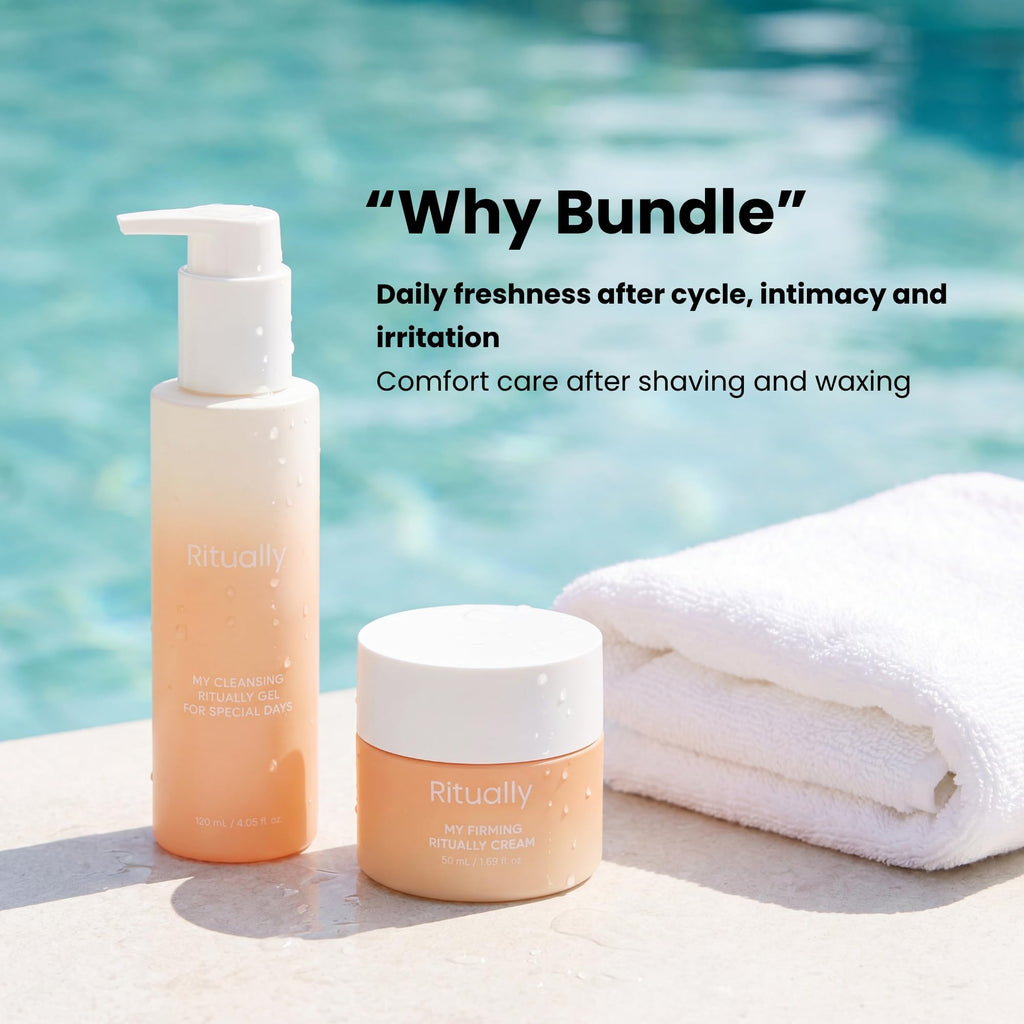 Ritually pH-Balanced Vulva Care Bundle – Period Gel Wash & Post-Wax Soothing Cream, Hypoallergenic, Frangrance-Free