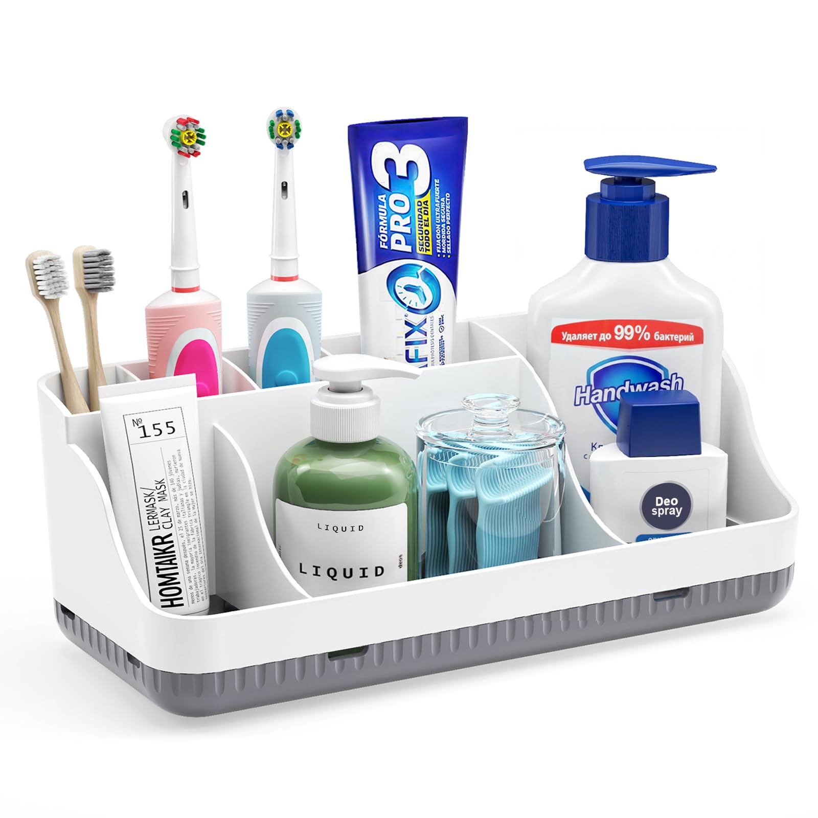 7-Slot Detachable Toothbrush and Toothpaste Holder