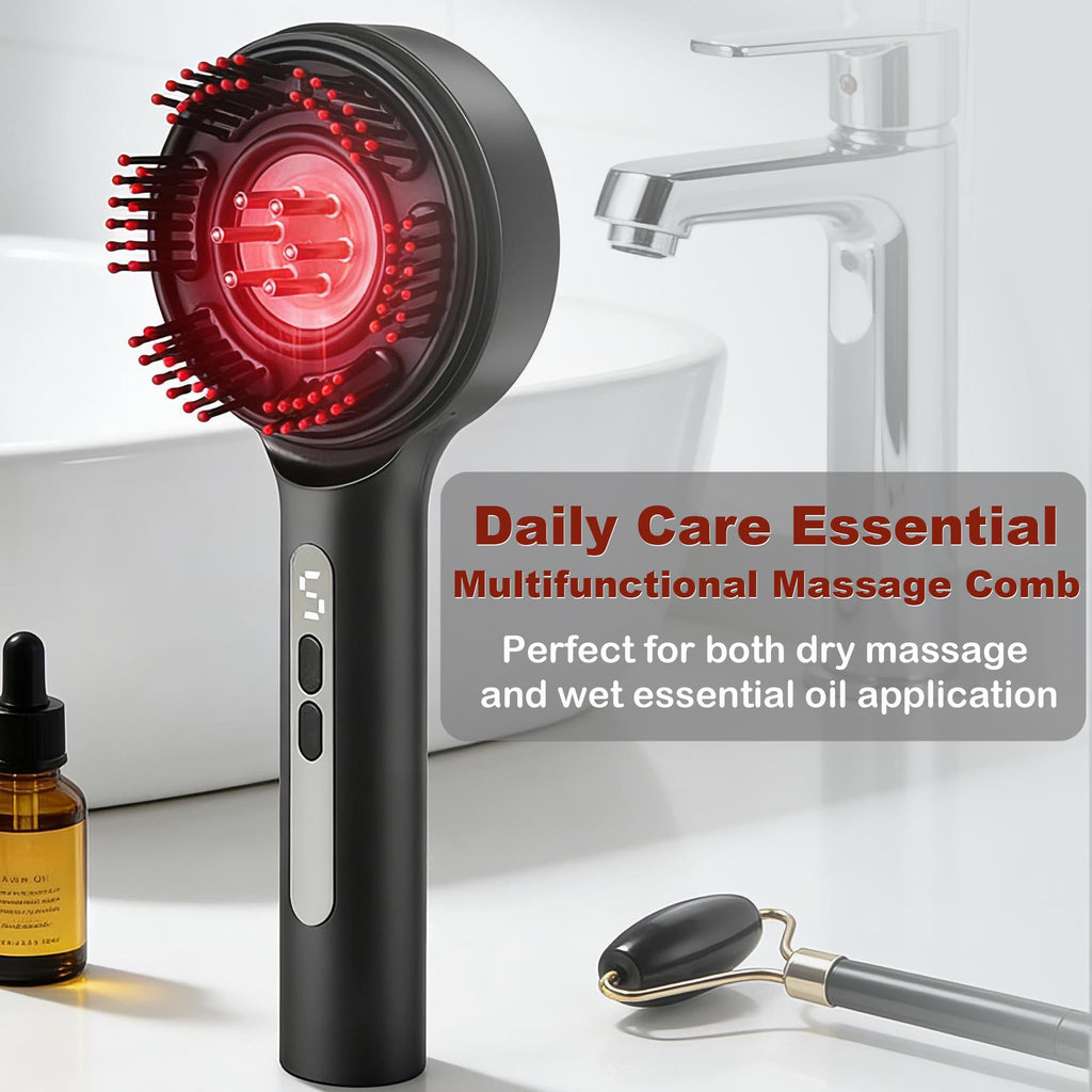 DFYXO Electric Scalp Massager with Oil Applicator, 3-in-1 Head Massager Brush for Hair Care, Red Light Therapy, IPX7 Waterproof, Scalp Care Device for Home & Travel