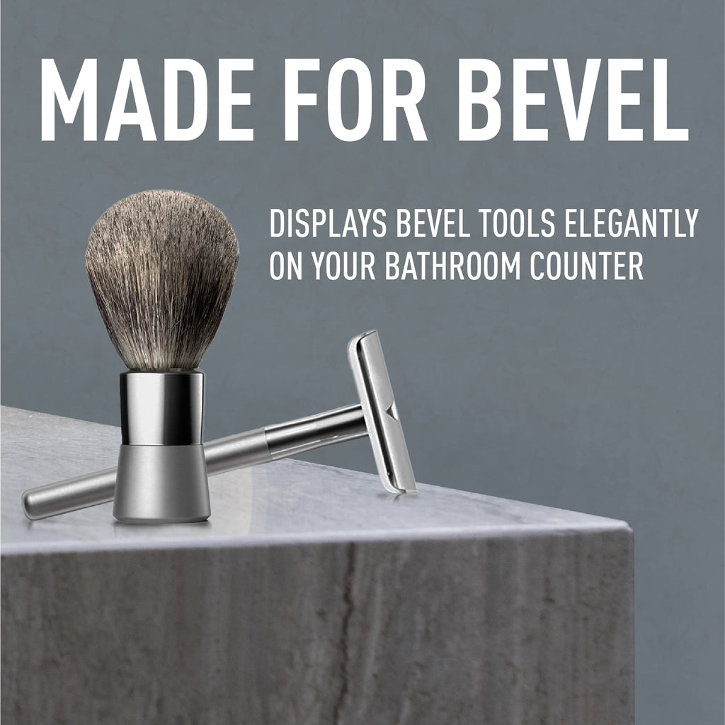BEVEL Men's Starter Kit: Safety Razor, Shaving Brush, Stand, Cream, Oil, Balm & 20 Blades