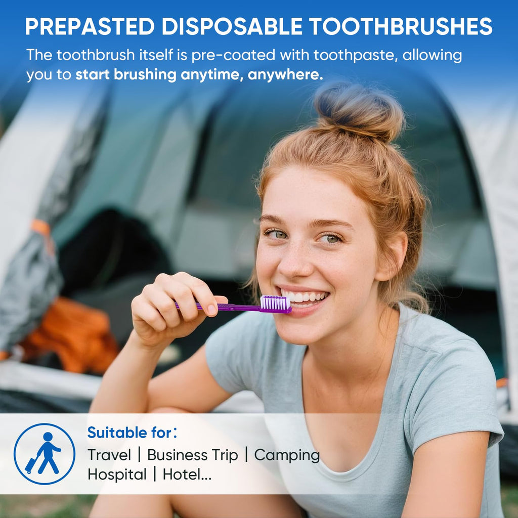 Navona 50PCS/150PCS Prepasted Disposable Toothbrushes-Individually Wrapped, Perfect for Travel Hotel Donation