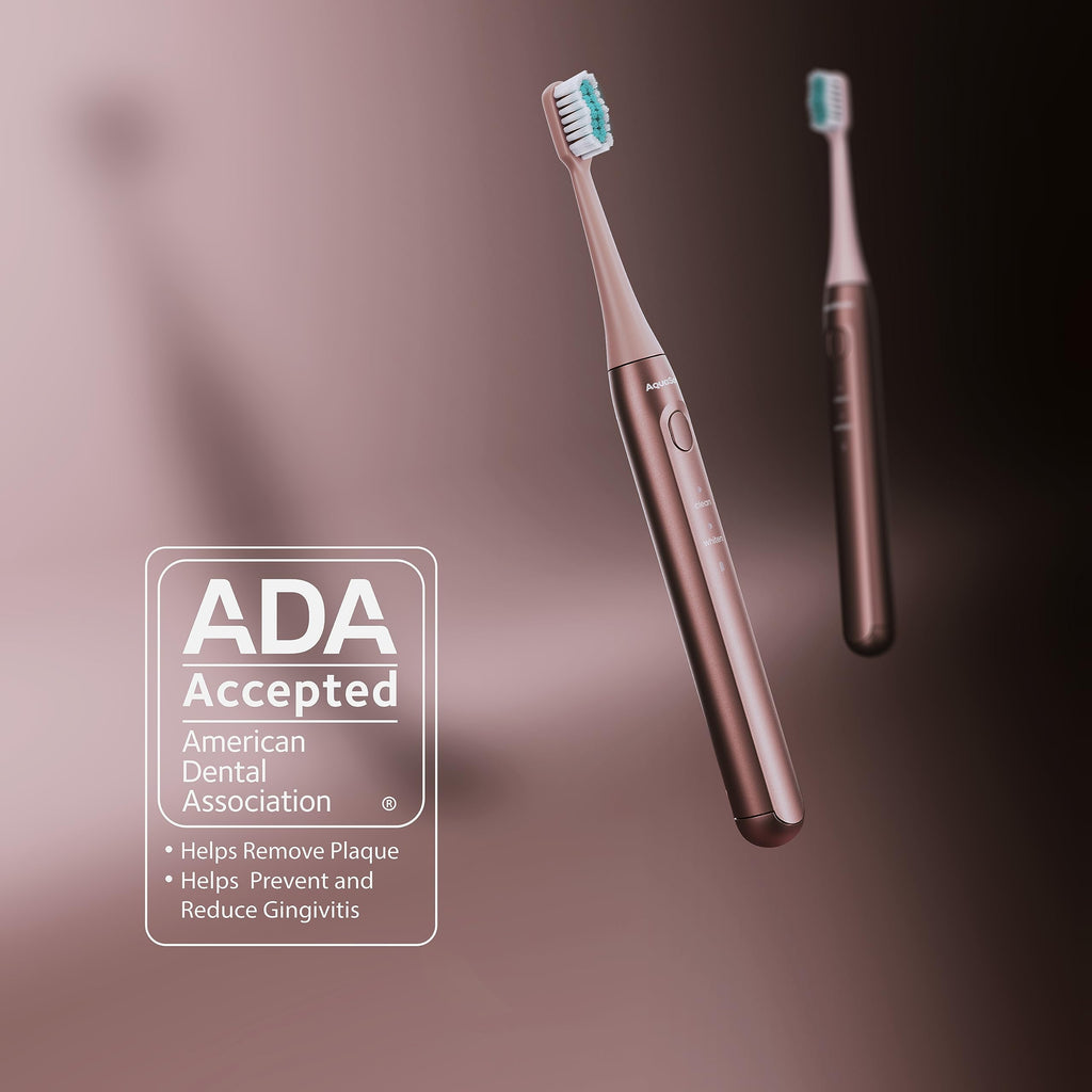 Aquasonic Icon ADA-Accepted Rechargeable Toothbrush | Magnetic Holder & Slim Travel Case | 2 Brushing Modes & Smart Timers | Gentle Micro-Vibrations