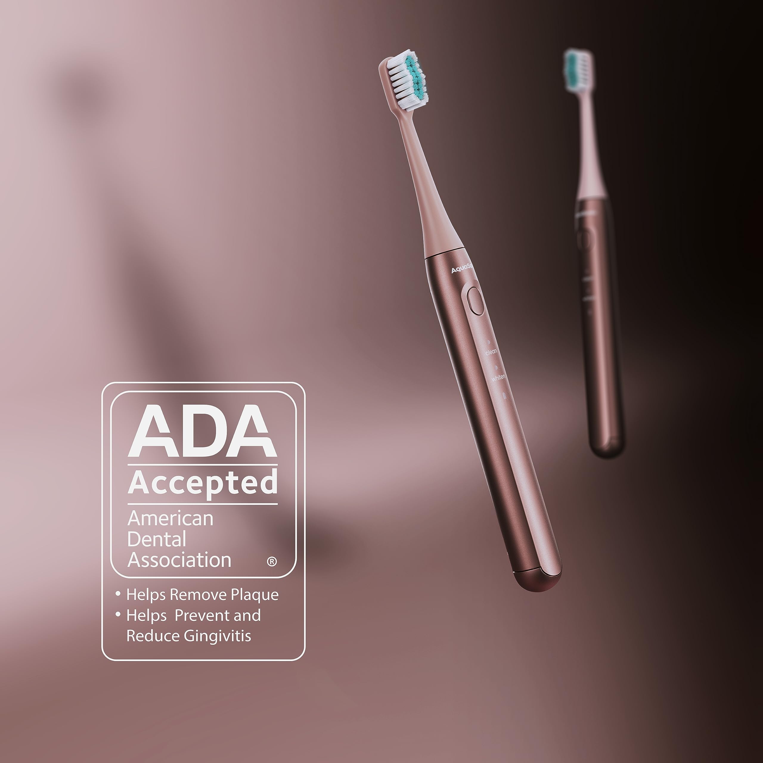 Aquasonic Icon ADA-Accepted Rechargeable Toothbrush | Magnetic Holder & Slim Travel Case | 2 Brushing Modes & Smart Timers | Gentle Micro-Vibrations