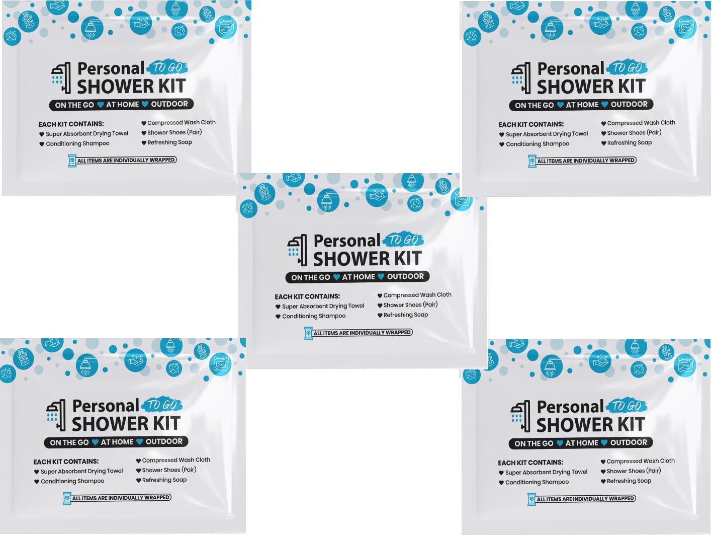 Compact Blue Personal Shower Kit for Travel and Gym