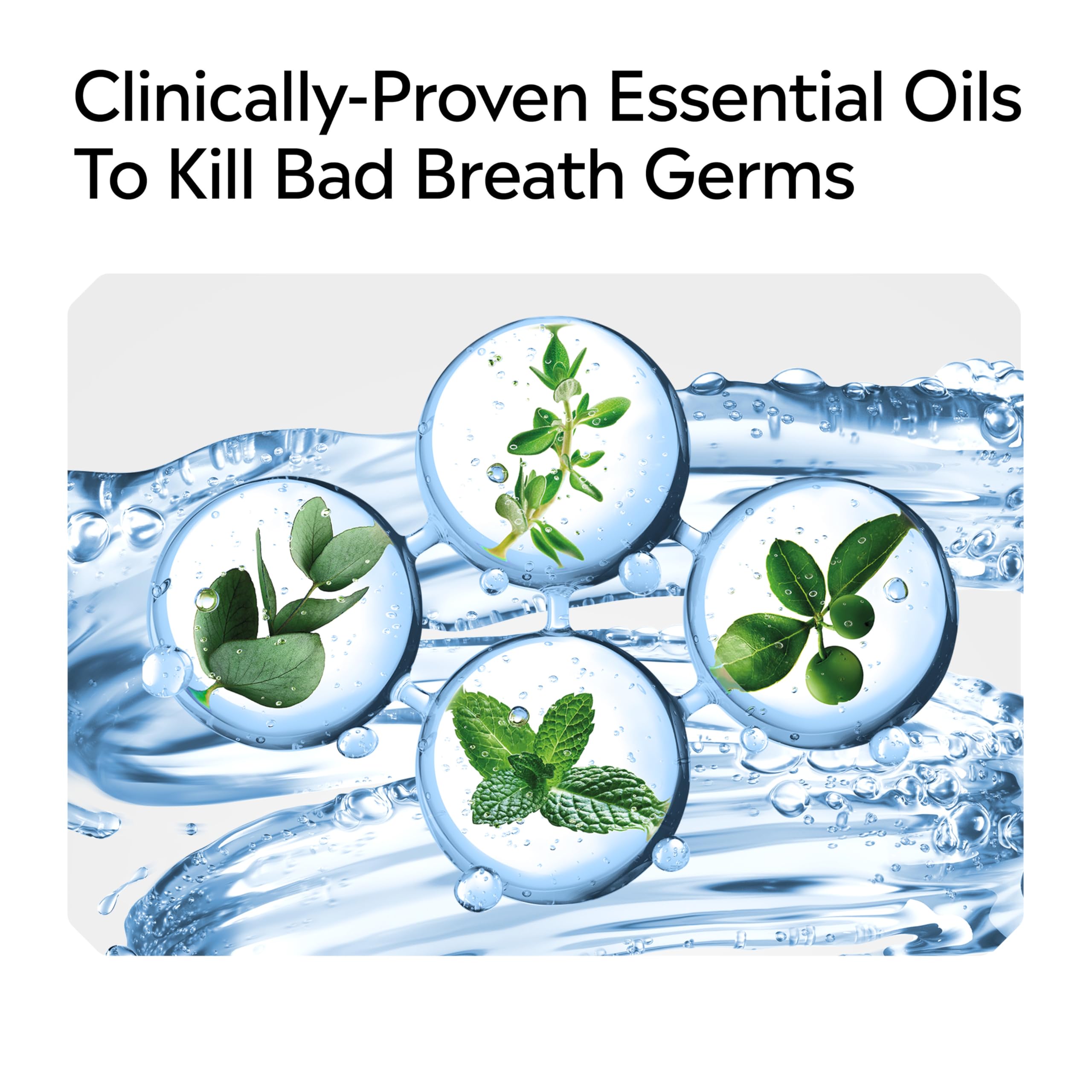 Listerine Clinical Solutions Breath Defense Zero Alcohol Mouthwash, Alcohol-Free Mouthwash with a Triple-Action Formula Fights Bad Breath for 24 Hours