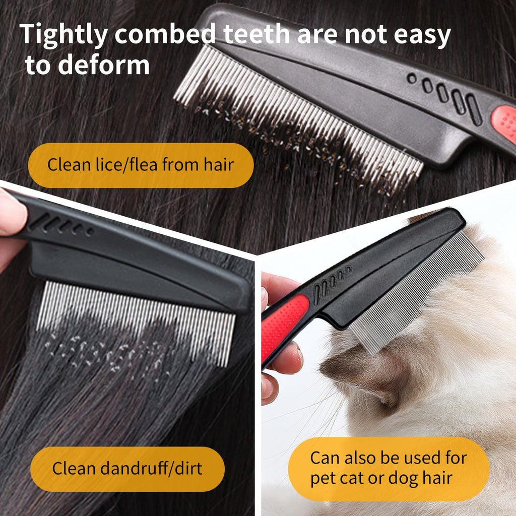 Dandruff Comb Wide Tooth, Stainless Steel Fine Tooth Lice/Psoriasis Scalp Detox Comb for Women, Men & Kids, Professional Portable Sweep/Massage/Clean Shower Brush Tool for Hair Care/Growth