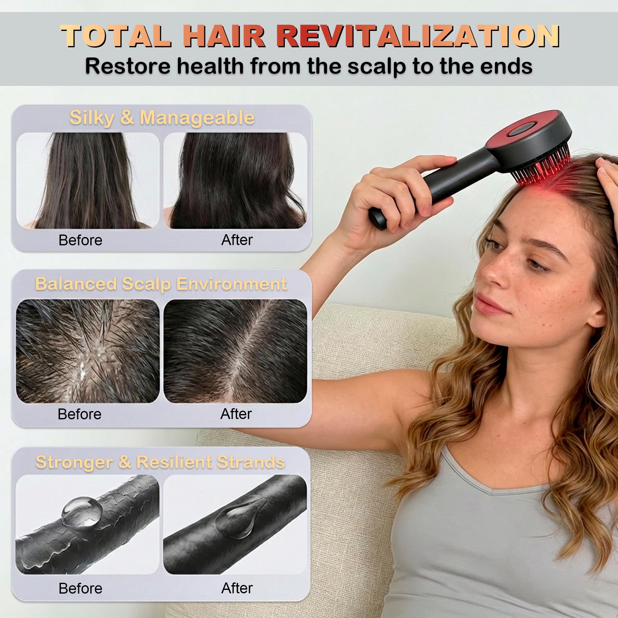 DFYXO Electric Scalp Massager with Oil Applicator, 3-in-1 Head Massager Brush for Hair Care, Red Light Therapy, IPX7 Waterproof, Scalp Care Device for Home & Travel