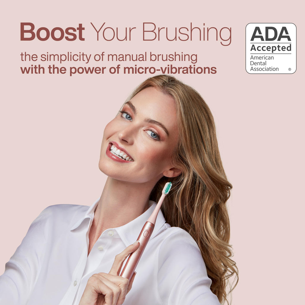 Aquasonic Icon ADA-Accepted Rechargeable Toothbrush | Magnetic Holder & Slim Travel Case | 2 Brushing Modes & Smart Timers | Gentle Micro-Vibrations