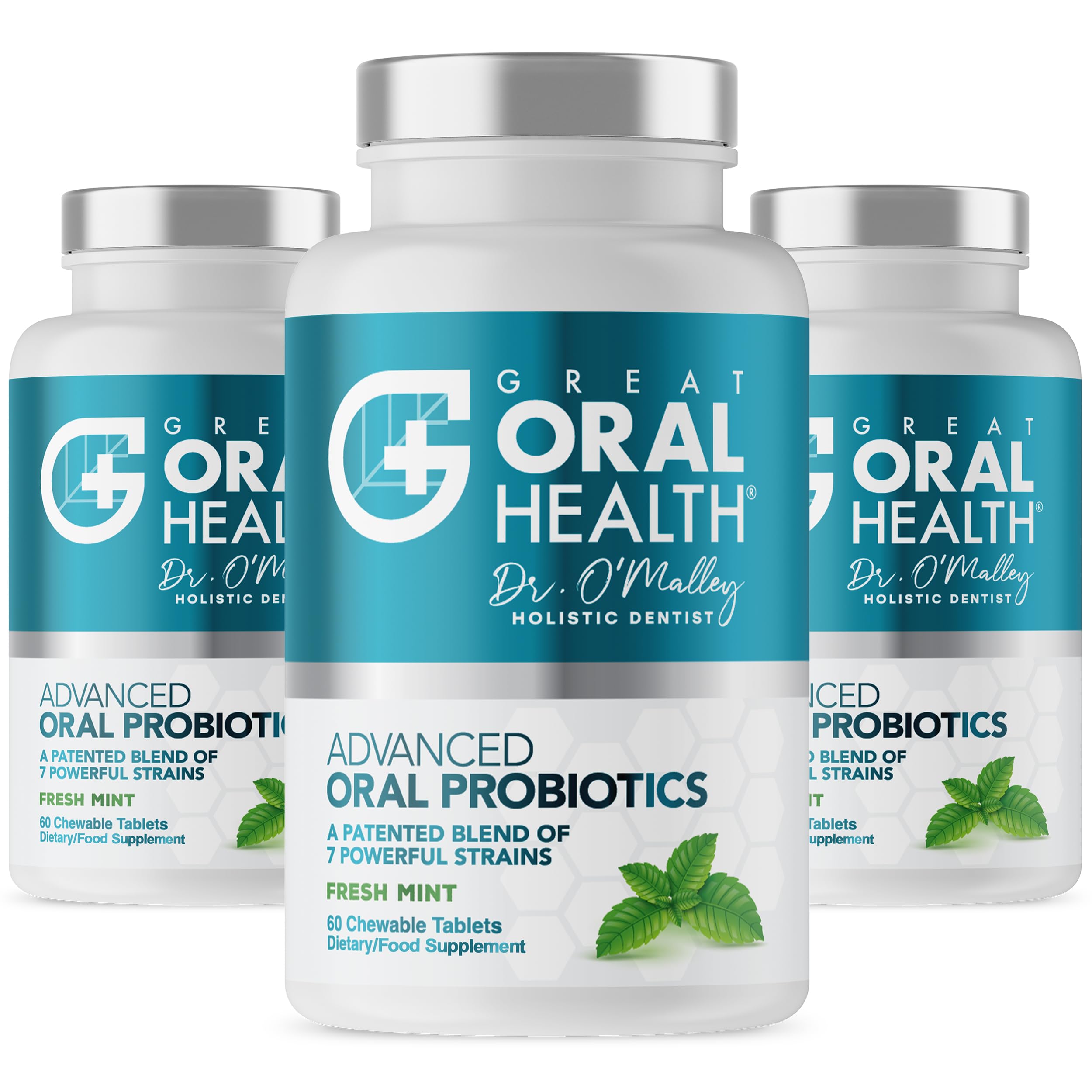 Oral Probiotics for Mouth Bad Breath Treatment for Adults: Dentist Formulated Advanced Oral Probiotics for Teeth and Gums with BLIS K12 M18-60 Chewable Oral Health Probiotics Supplement Tablets Mint