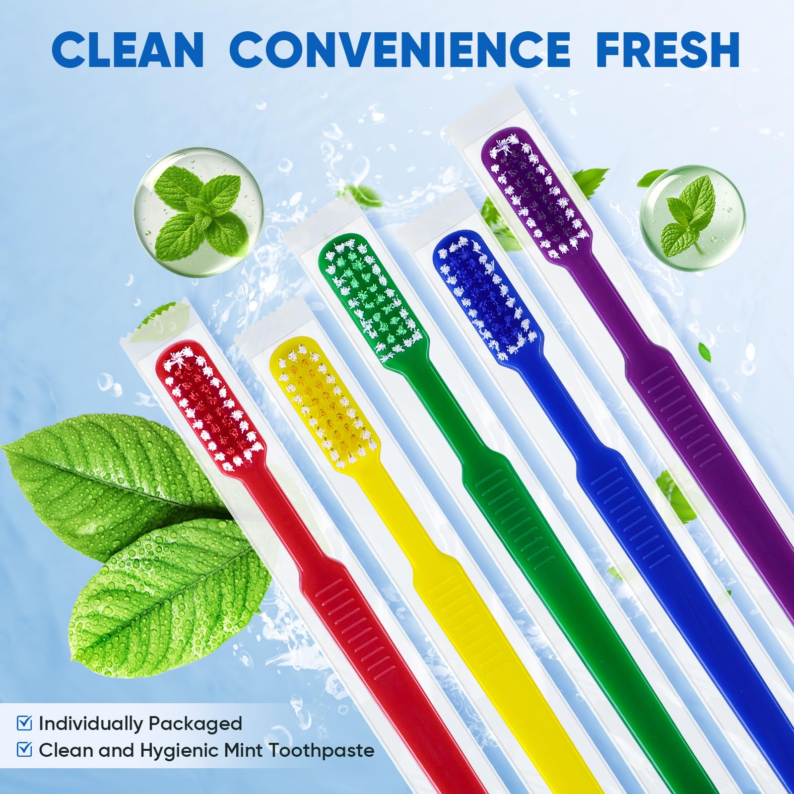 Navona 50PCS/150PCS Prepasted Disposable Toothbrushes-Individually Wrapped, Perfect for Travel Hotel Donation