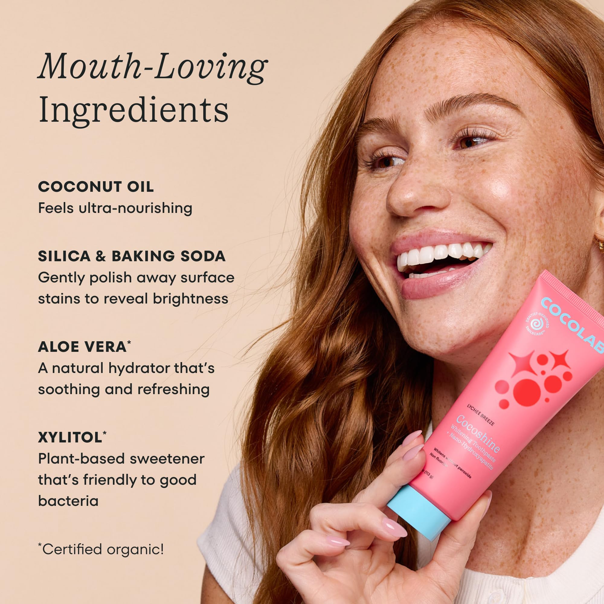 Cocoshine Teeth Whitening Toothpaste by Cocolab, Nano-Hydroxyapatite Toothpaste, Non-Fluoride with Xylitol and Coconut Oil, Gently Formulated for Sensitive Teeth, Adults and Kids