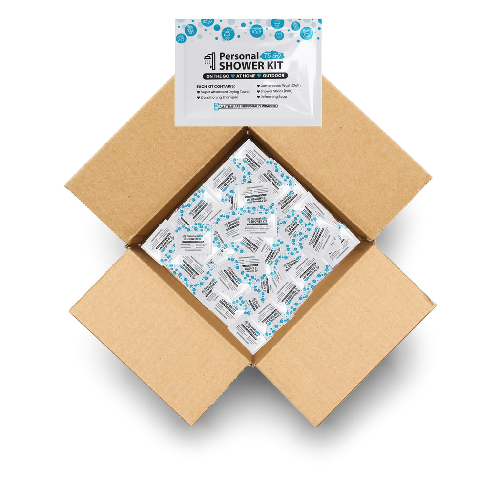 Compact Blue Personal Shower Kit for Travel and Gym