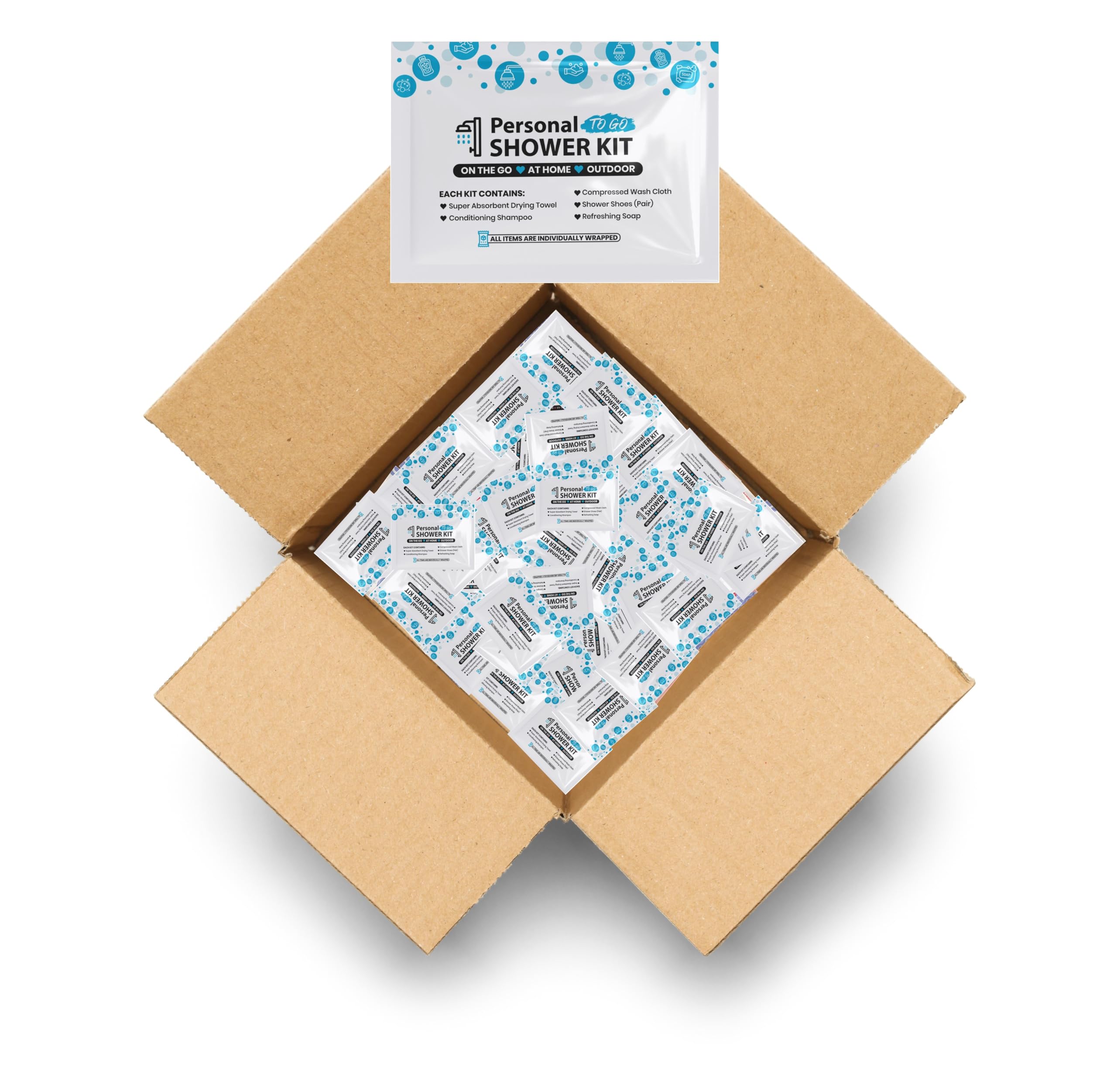 Compact Blue Personal Shower Kit for Travel and Gym