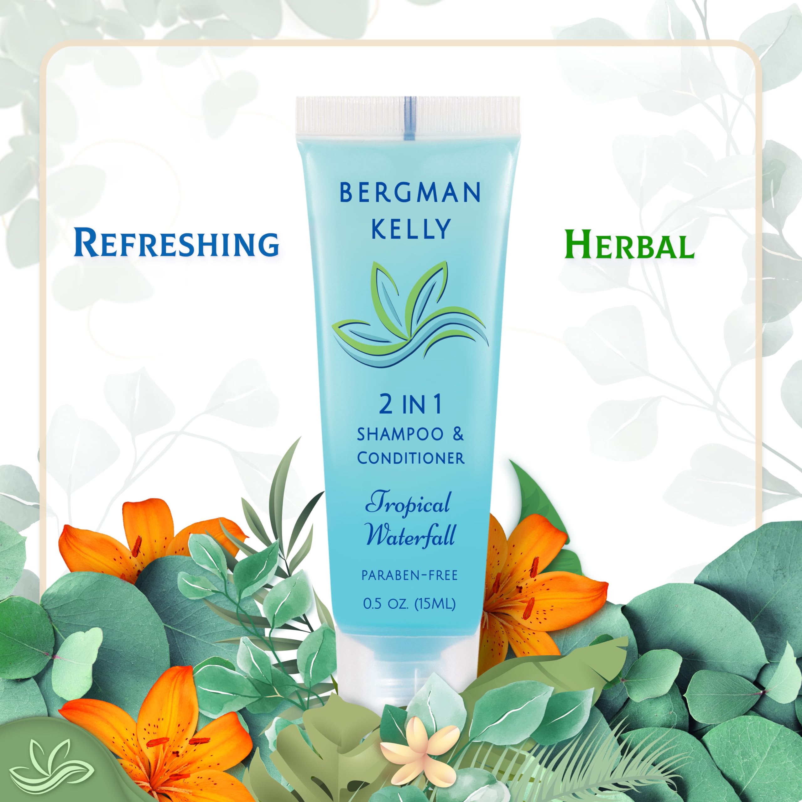 BERGMAN KELLY Travel Size Shampoo & Conditioner 2 in 1 (Tropical Waterfall Scent)