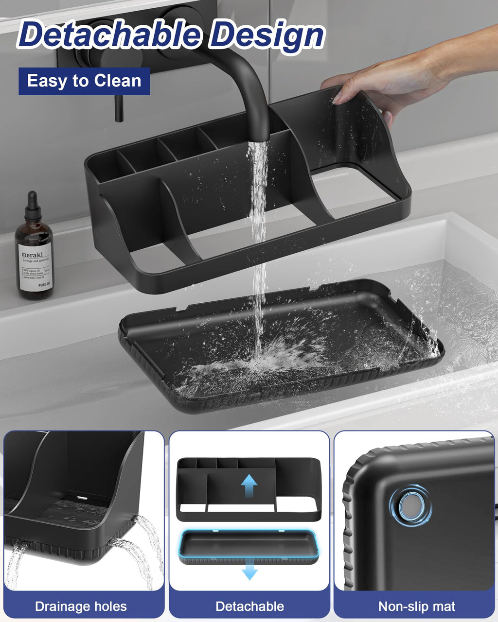 7-Slot Detachable Toothbrush and Toothpaste Holder