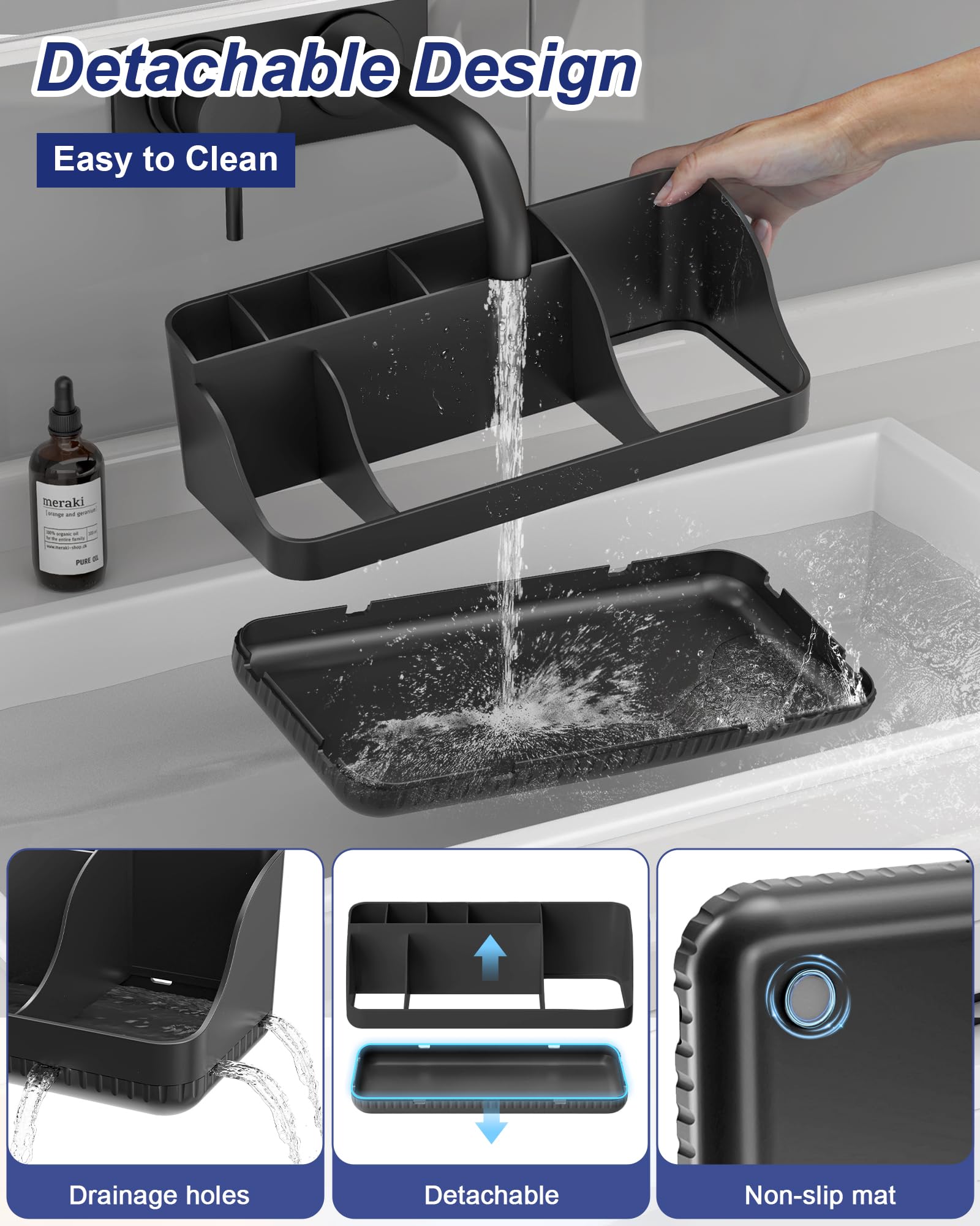 7-Slot Detachable Toothbrush and Toothpaste Holder
