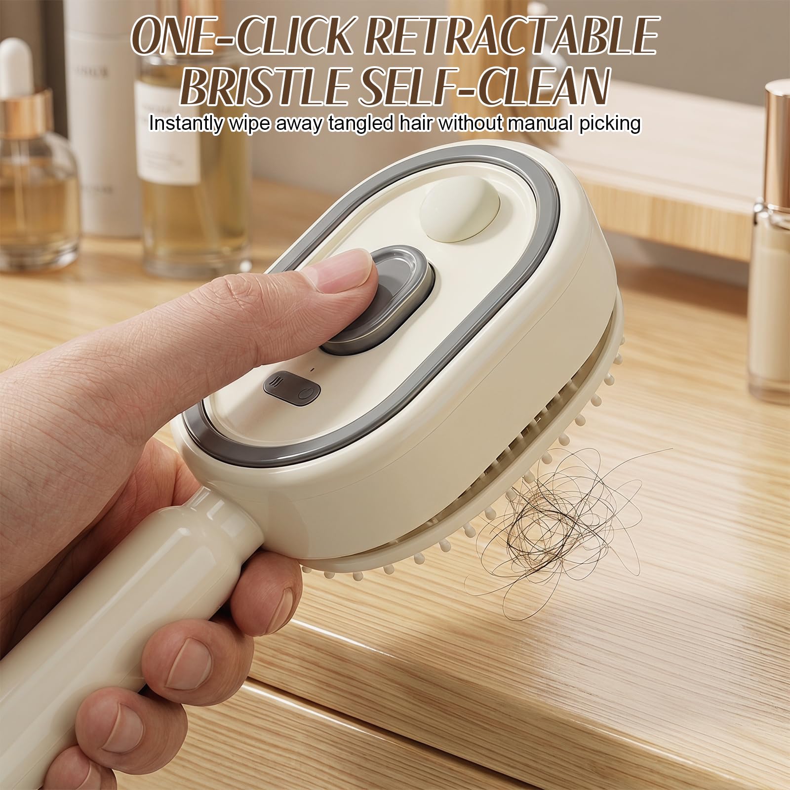 Electric Spray Hair Comb – 3-in-1 Steaming & Detangling Brush, Type-C Rechargeable, 10ml Refillable Tank for Water/Oil, Anti-Frizz, Hydrating for Dry/Curly Hair, Self-Cleaning