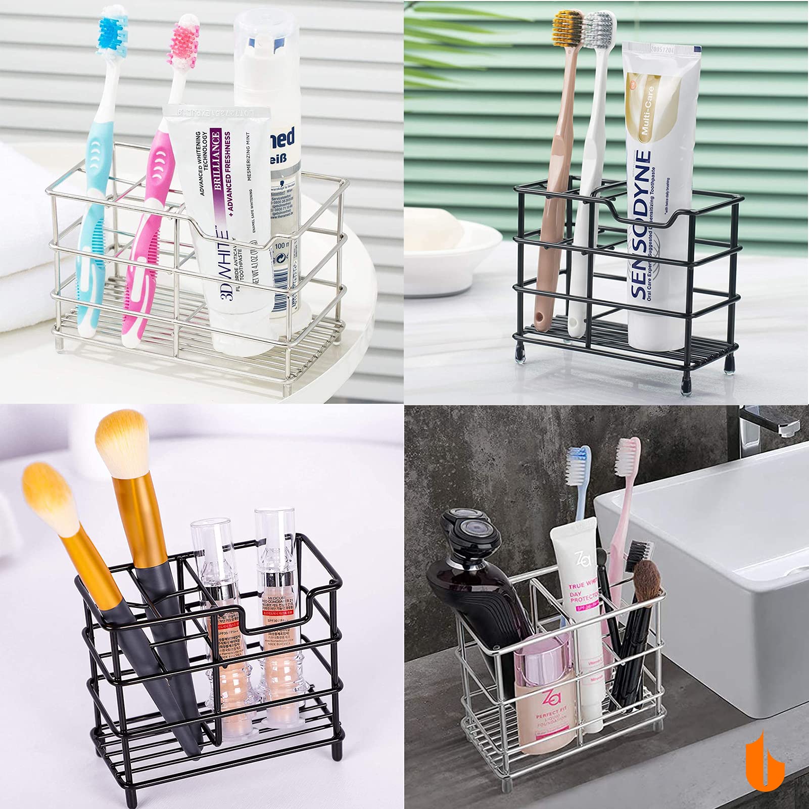 304 Stainless Steel Toothbrush and Toothpaste Holder