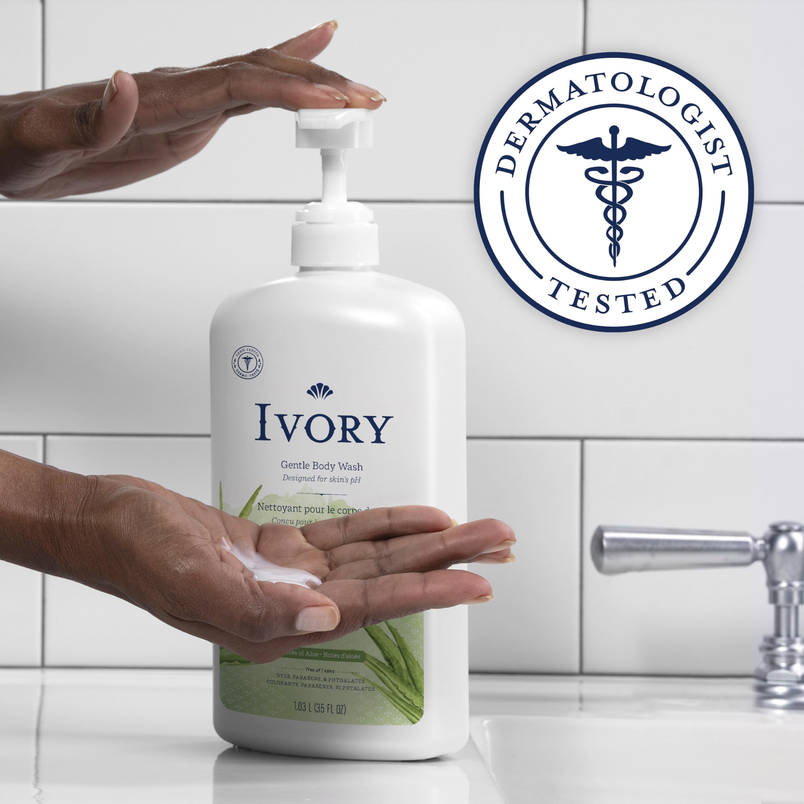 Ivory Body Wash, Designed for the Whole Family, Gentle Formula, Free of Dyes Heavy Perfumes Parabens Phthalates & Silicones